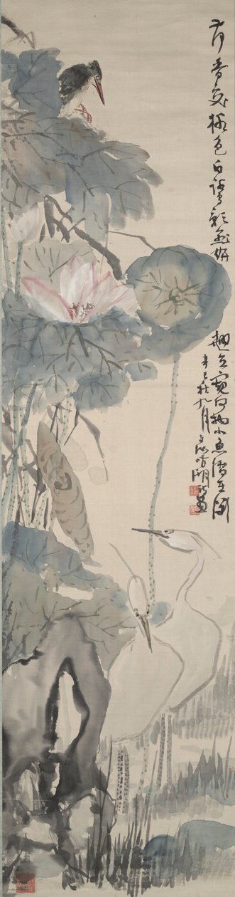 ロータスの白鷺 作： 奥原晴湖