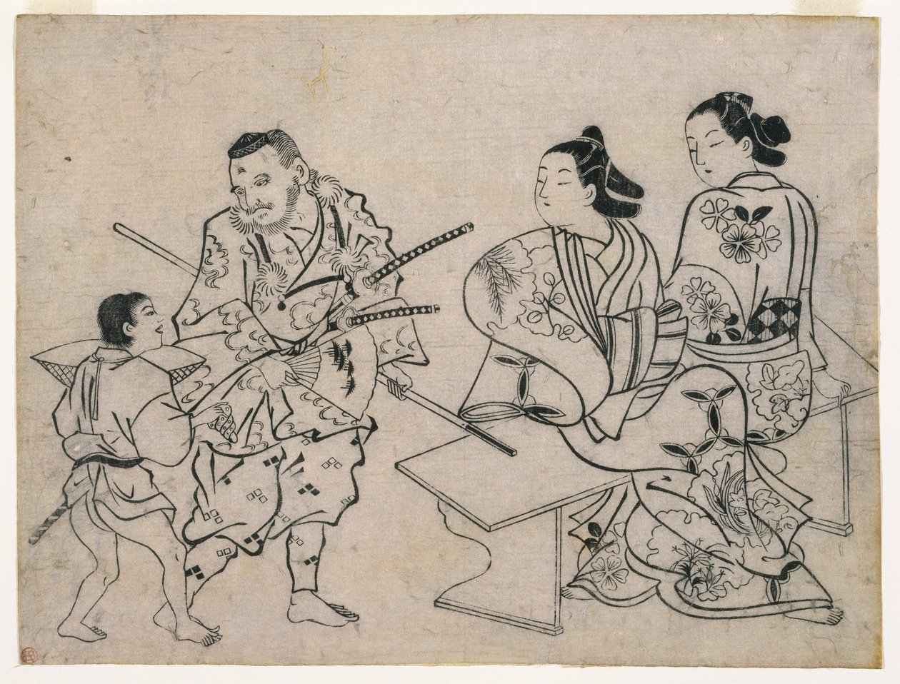 墨絵絵、1710年頃（木版画カラー） 作： 奥村正信