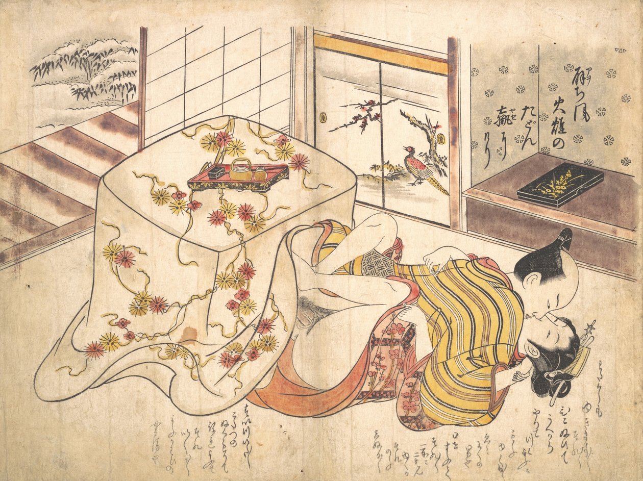 寝室のシーン、カリフォルニア州。 1739年頃。 1739年。 作： 奥村正信