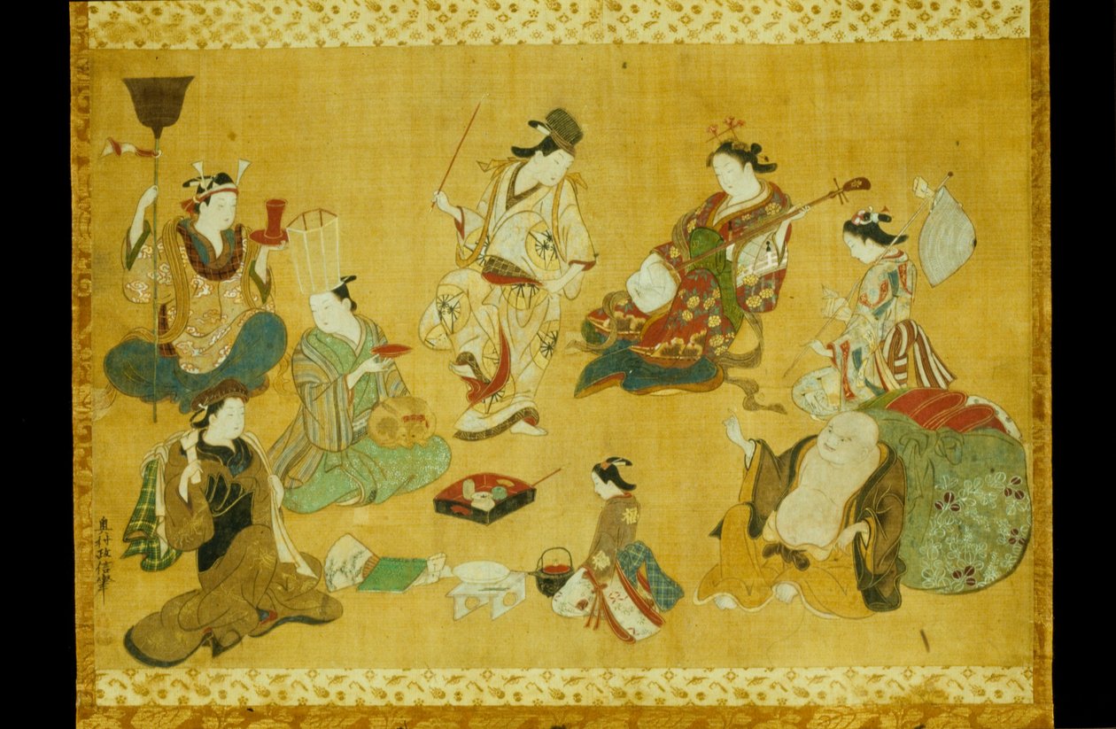 七福神の見立てとしての遊郭の宴 作： 奥村正信
