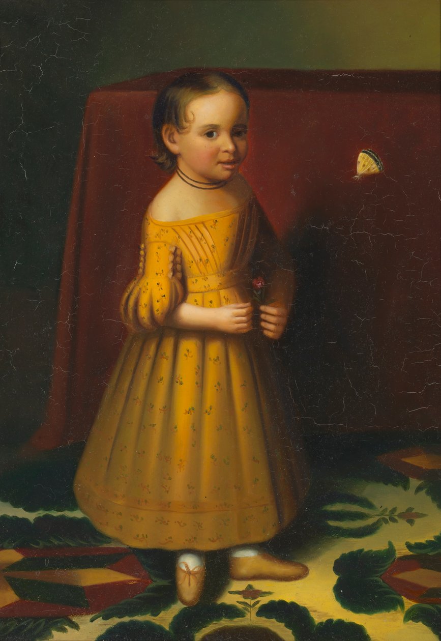バラと蝶を持つ少女の肖像、カリフォルニア州。 1838年。 作： オリバーターベルエディ
