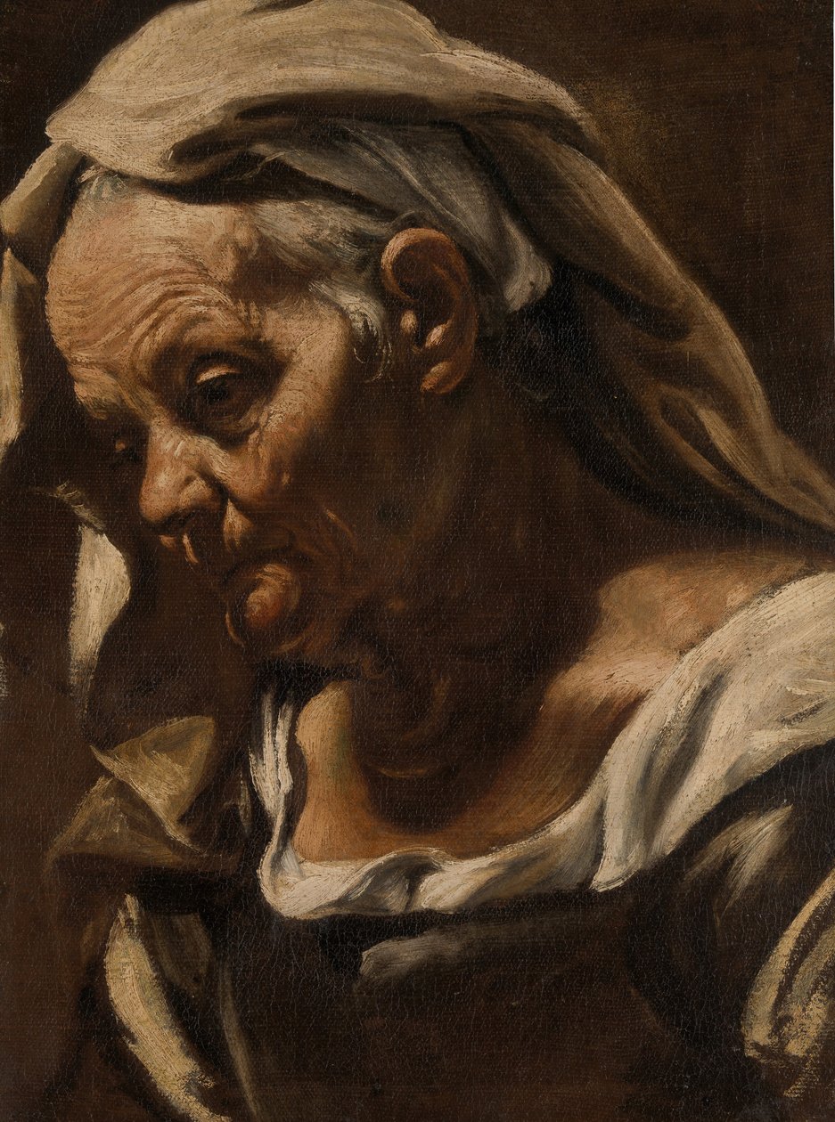 1610年後の老婦人の頭。 作： オラツィオ・ボルジャンニ
