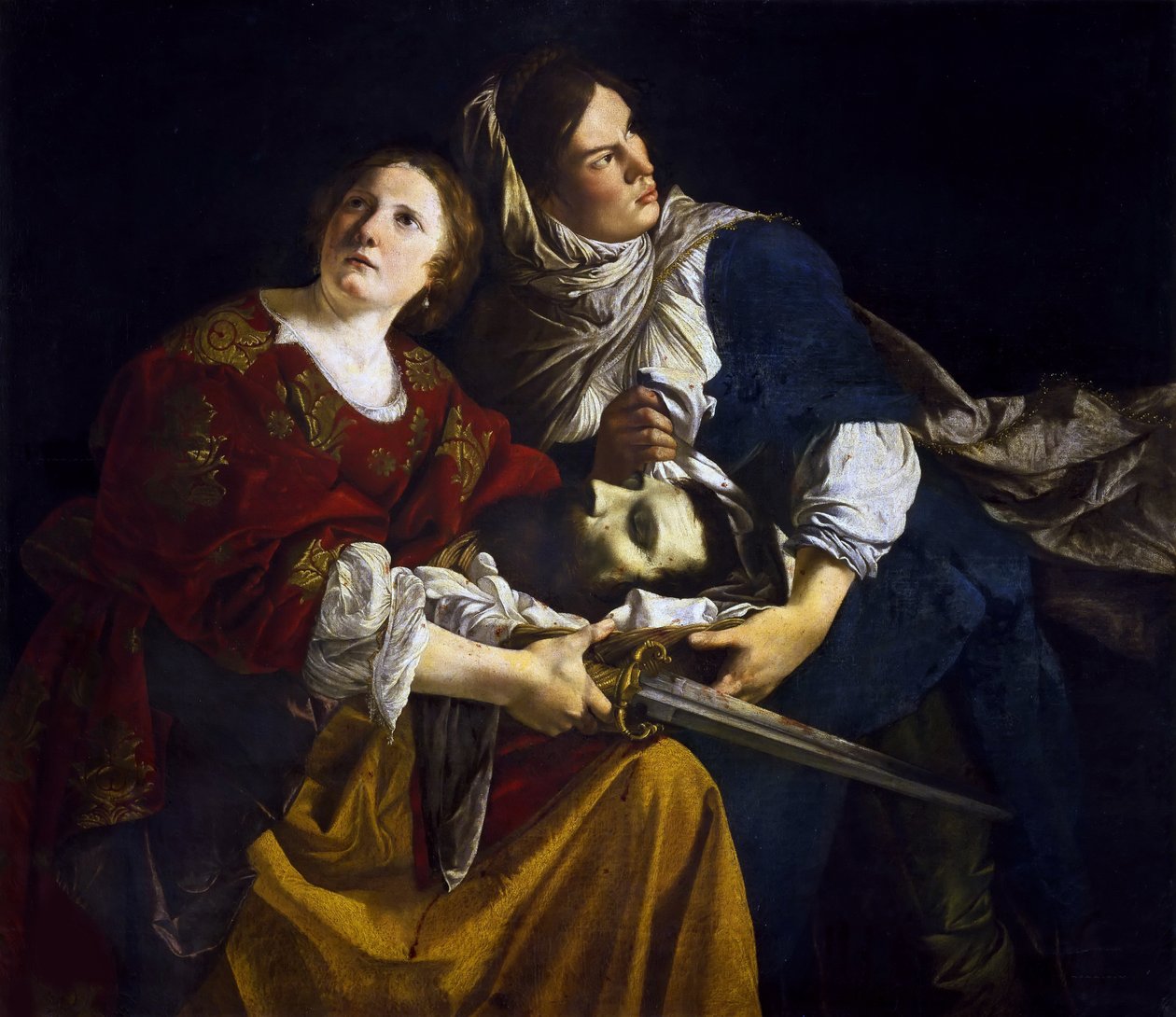 ホロフェルネスの首を持つジュディスと女中、c. 1610年。 作： オラツィオ・ジェンティレスキ