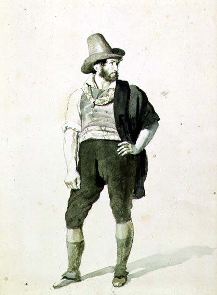 若いイタリア人」1834年頃（水彩画） 作： オレスト・アダモビッチ・キプレンスキー