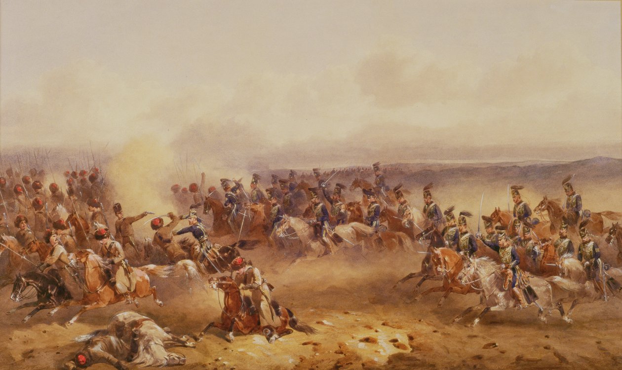 1855年8月16日、1890年頃、チェルナヤで10人目のフサル軍の部隊がロシア軍を破った 作： オーランド・ノリエ