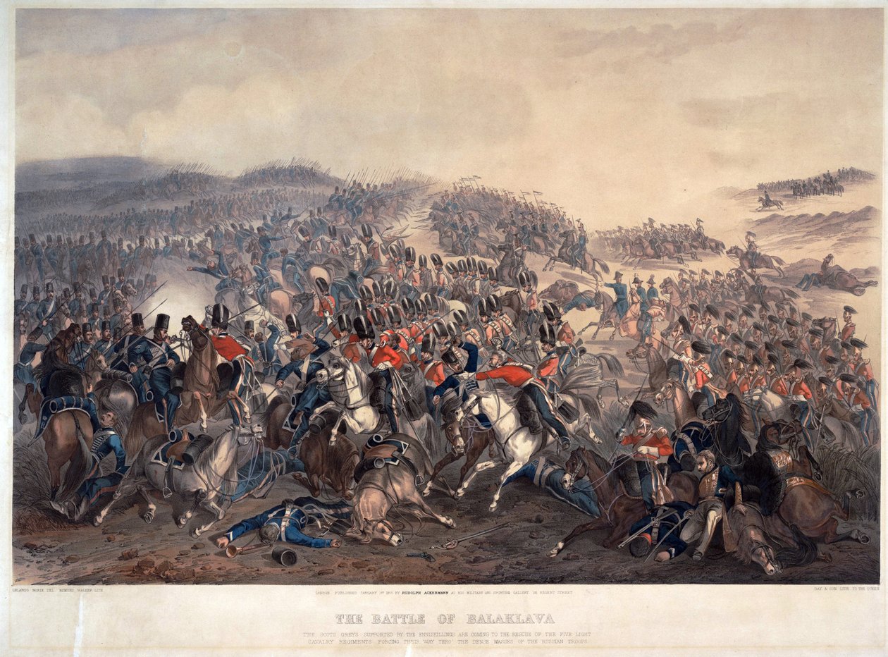 1854年10月25日のバラクラヴァ(Balaklava)の戦い - Norie, Orlando (1832-1901) - 1855 - カラーリトグラフ - 55,4x74,3 - 個人蔵 作： オーランド・ノリエ