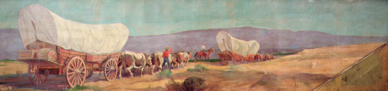 Anheuser-Busch Wagon Train (キャンバスに油彩) 作： オスカー・エドワード・バーニングハウス