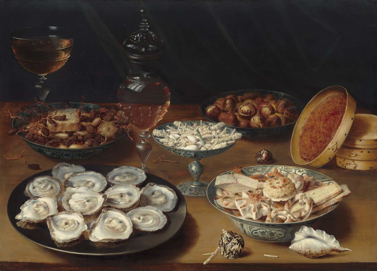 カキ、フルーツ、ワインを使った料理 c. 16201625。 作： オシアス・ベールト・ザ・エルダー