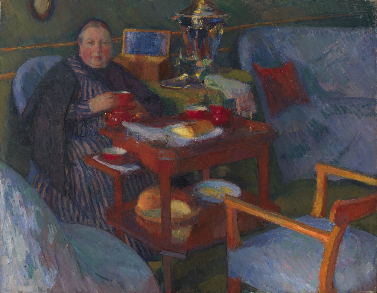お茶を飲む女性 作： Osip Emmanuilovich Braz