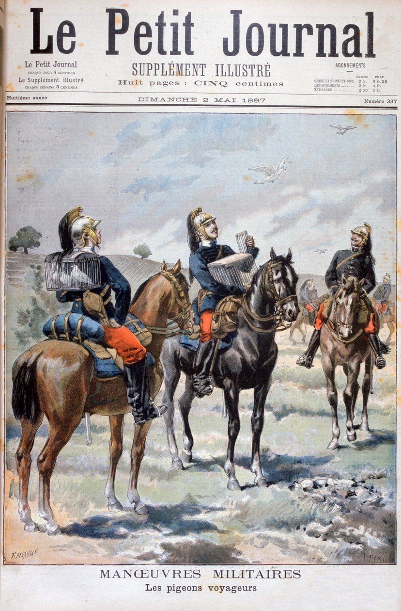 フランス軍の作戦：伝書鳩を使ったコミュニケーション、1897年 作： オズワルド・トファニ