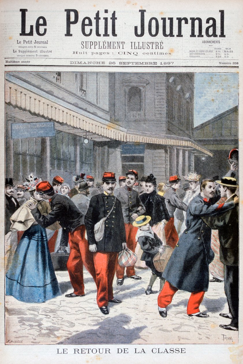 フランスの兵士が帰国、フランス、1897 作： オズワルド・トファニ