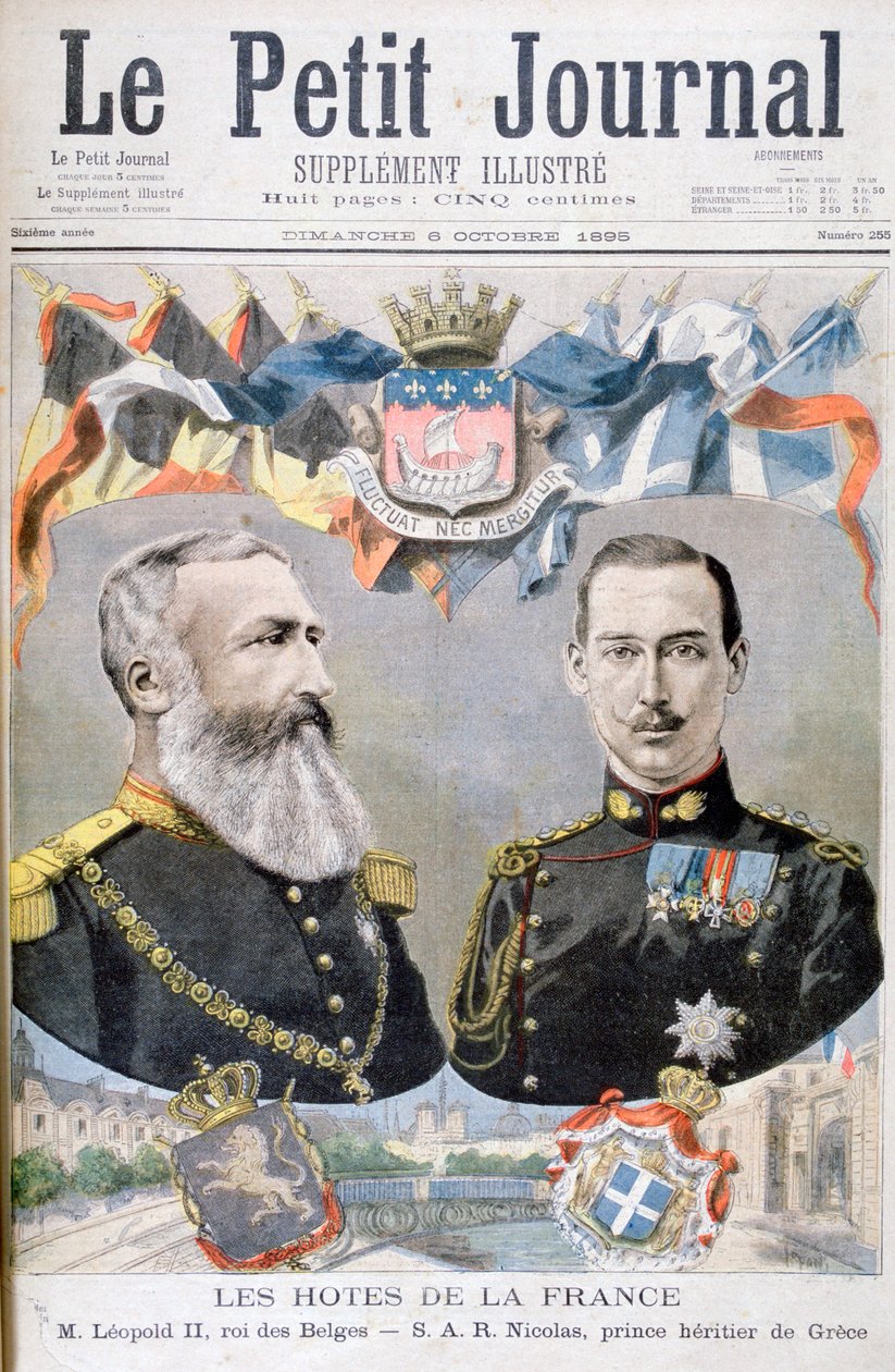 ベルギーのレオポルド2世王とギリシャとデンマークのニコラス王子、1895年。 作： オズワルド・トファニ