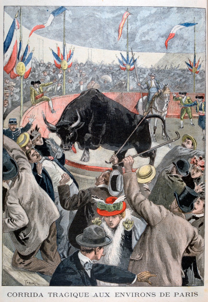 1899年のパリ周辺での悲劇的な闘牛事故 作： オズワルド・トファニ