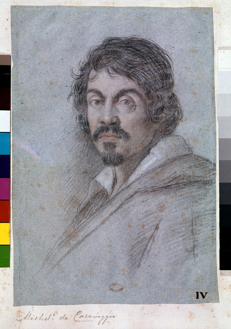 ミケランジェロ・メリージ・ダ・カラヴァッジオの肖像（パステル、ブリストルボード、1621年頃 作： オッタヴィオ・マリオ・レオニ