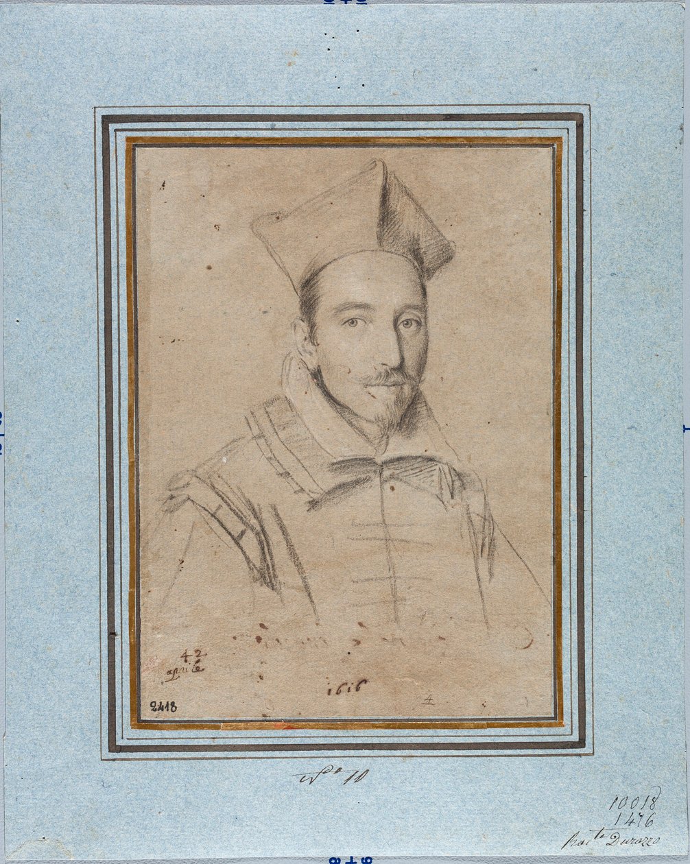 枢機卿フランチェスコ・マリア・ブルボン・デル・モンテ・サンタ・マリア（1549-1627）の肖像 オッタヴィオ・レオーニ（1578-1630）のデッサン 1616 Genes, Musei di Strada Nuova, Fondo Disegni, inv 2418 作： オッタヴィオ・マリオ・レオニ
