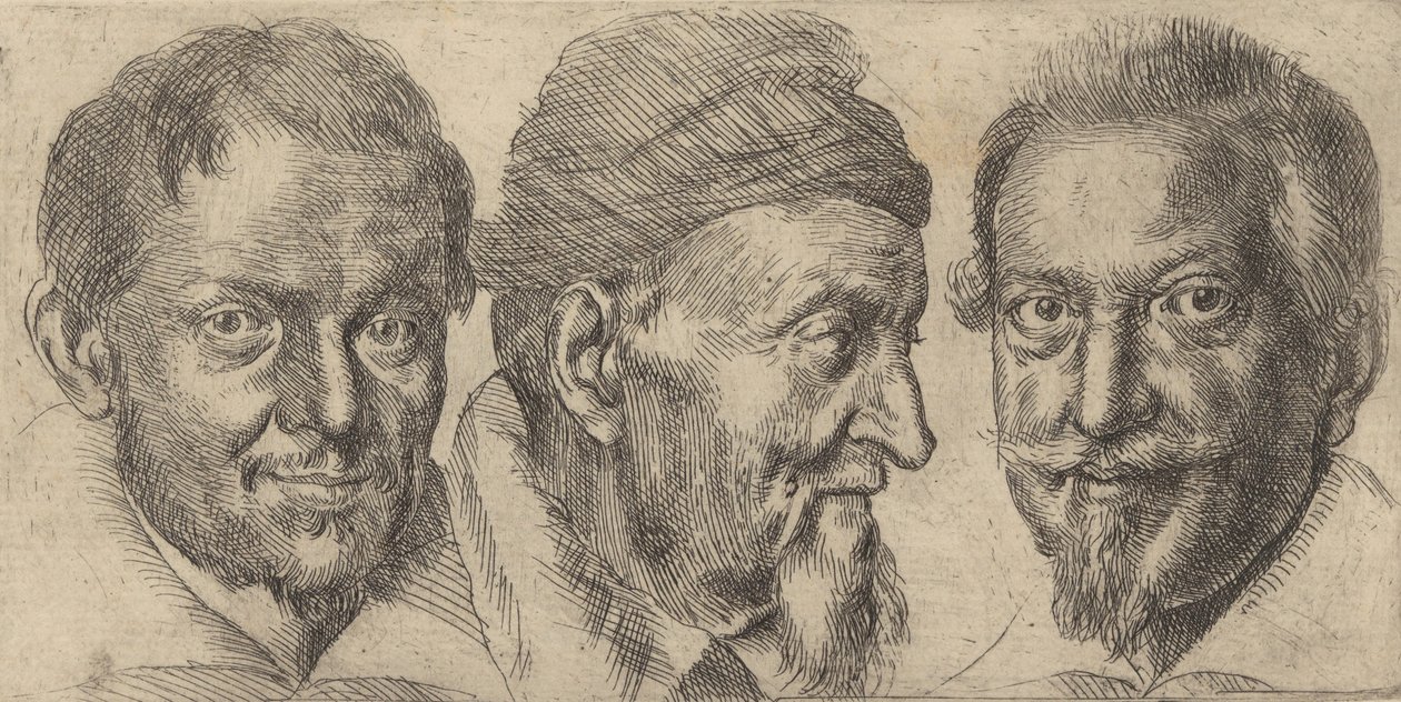 おそらくカミロ・グラフィック、エルコレ・ペデモンテ、アントニを表す3つの肖像画. 1620-30。 作： オッタヴィオ・マリオ・レオニ