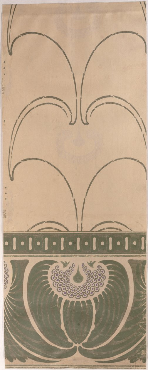 壁紙花瓶のデザイン、ca。 1900年、マンハイムのTapetenfabrik Engelhardが製造 作： オットー・エックマン