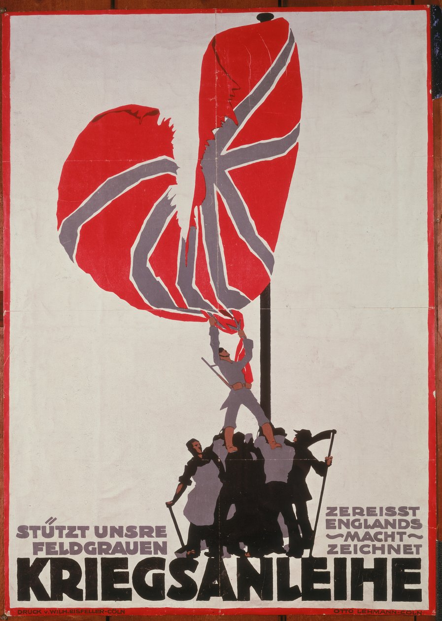 Trusts Our Field Grey-Tears England&39;s Night Draws Warfare、German War Loan poster、Germany、1914-18 作： オットー・レーマン