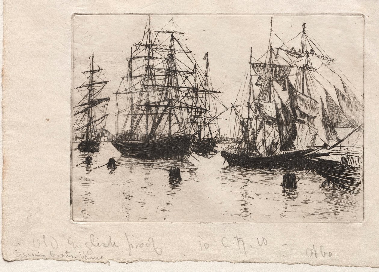 帆船、ヴェネツィア、1880年。 作： Otto H. Bacher