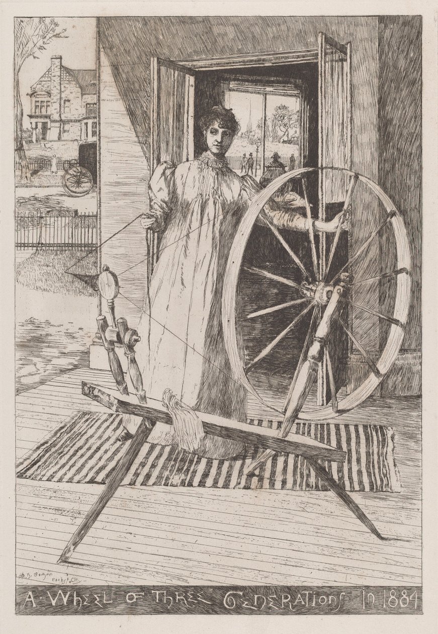 糸車で、c。 1884年。 作： オットー・ヘンリー・バッハー