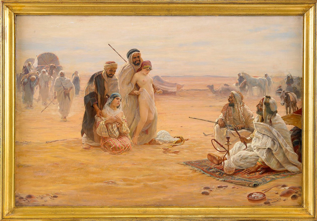 Le marche aux esclaves - The Slave Market - Otto Pilny (1866-1936) 作、油彩、キャンバス 1910 (80x120cm) - 個人蔵 作： オットー・ピルニー