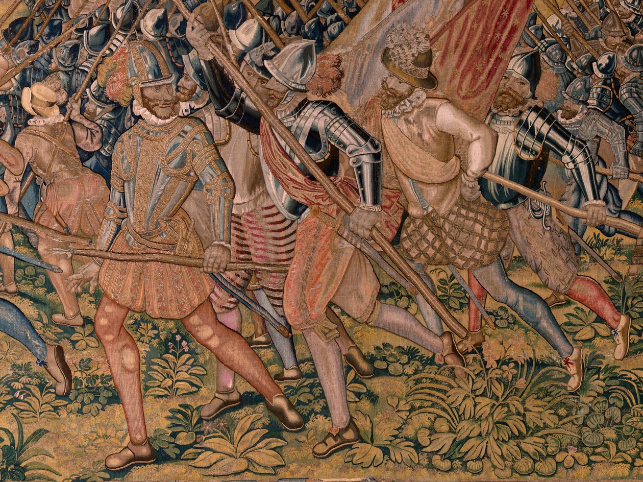 フランダースのタペストリー。 シリーズ Archduke Albert の勝利と戦い。 Ardres への夜間攻撃または Ardres の低い町の占領 (Asalto nocturno de Ardrés o Toma de la baja villa de Ardrés)。 シリーズ第3弾のタペストリー。 モデルのオットー・ヴァン・ヴィーンとハンス・I・スネル 作： オットー・ヴァン・ヴィーン