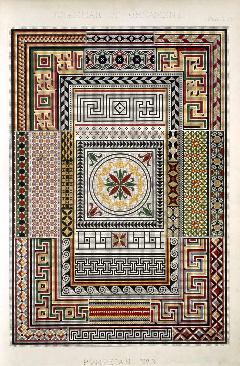 ポンペイアン3号、プレートXXV、オーエンジョーンズ著「装飾の文法」（1809-74） 作： オーウェン・ジョーンズ