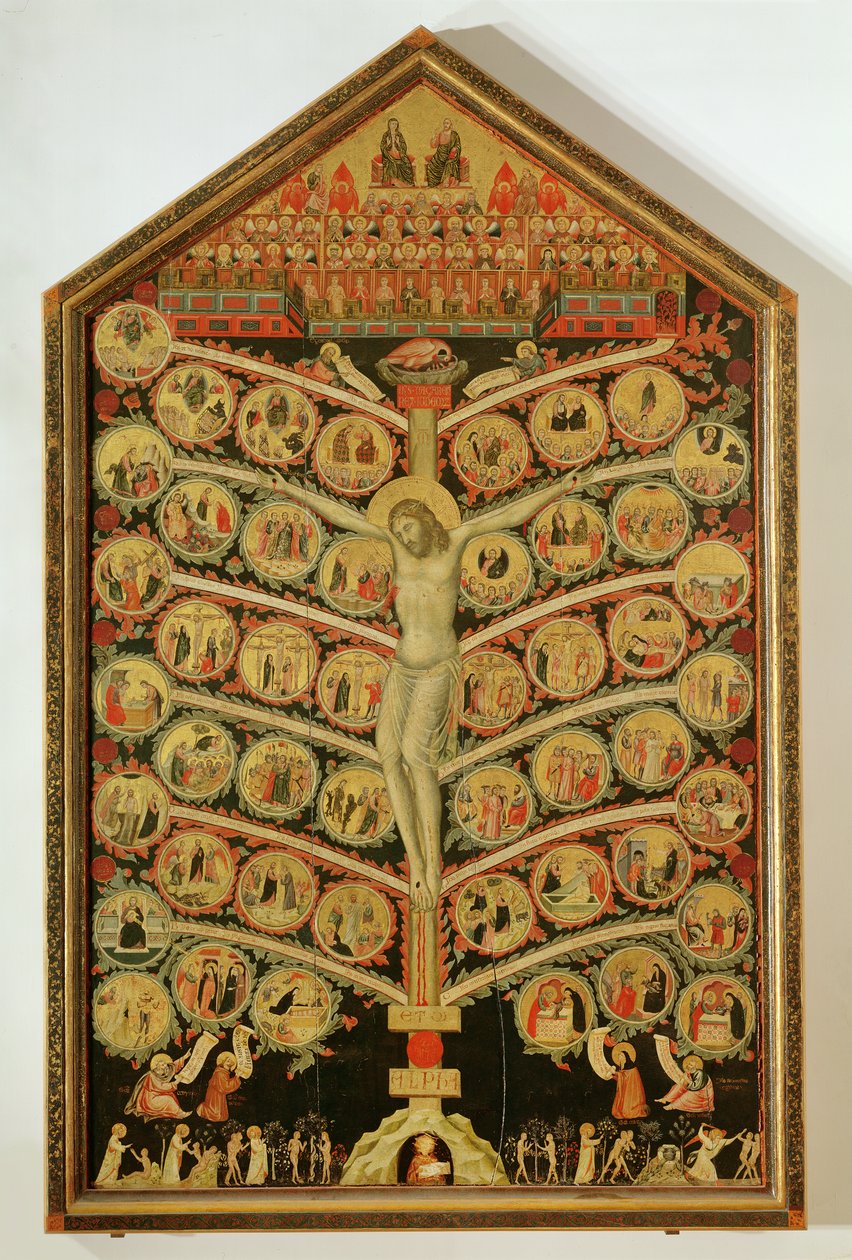 生命の木、c.1310（パネル上のテンペラ）（詳細は62294を参照） 作： パチーノディブオナギダ