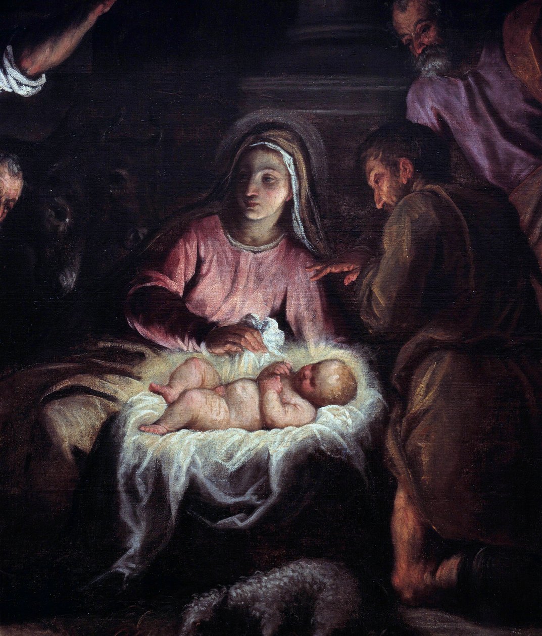 羊飼いたちの崇拝 パルマ・ジョヴァンネ（1544-1628）の絵画の細部。17世紀 ジュネーブ美術史博物館 作： パルマ・イル・ジョバン