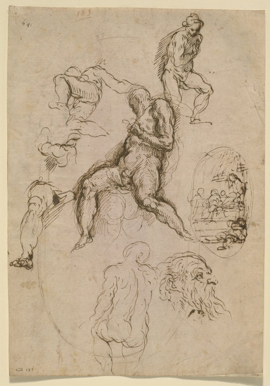 サローネデルマッジョールコンシリオ、ヴェネツィアのドゥカーレ宮殿での絵画のための研究シート、1578年頃 作： パルマ・イル・ジョバン
