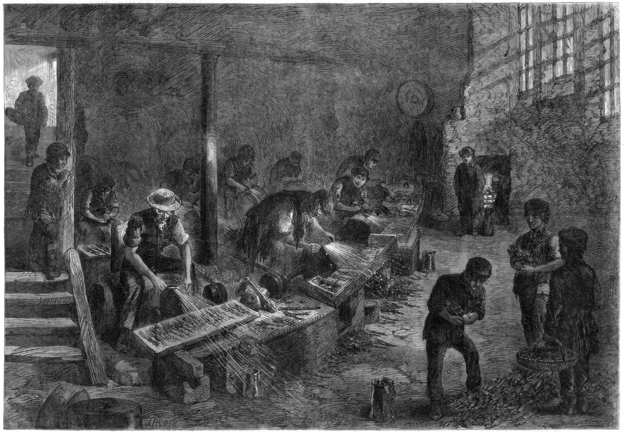 フォークグラインダーの船体、シェフィールド製鋼所、1866 年。 作： パーマー
