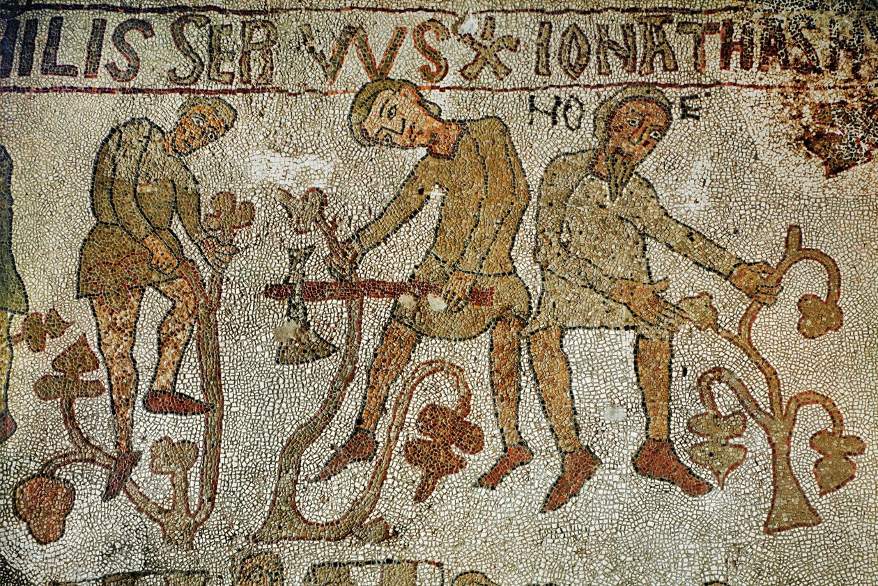 ブドウの木を植えるノアの息子たちモザイク 作： 