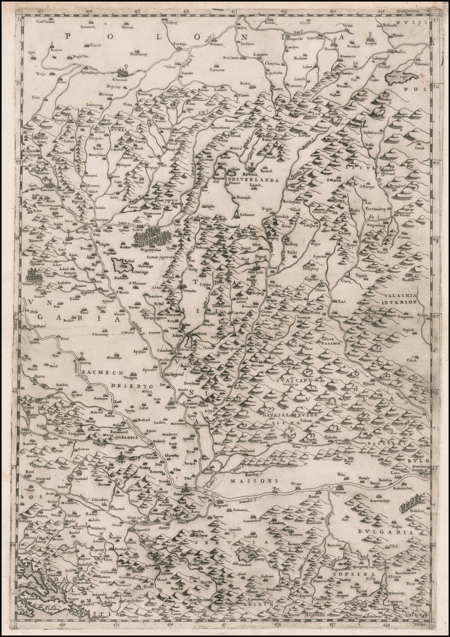 パオロ・フォルラーニによるトランシルヴァニアを中心とした1513年の地図 作： パオロ・フォルラーニ