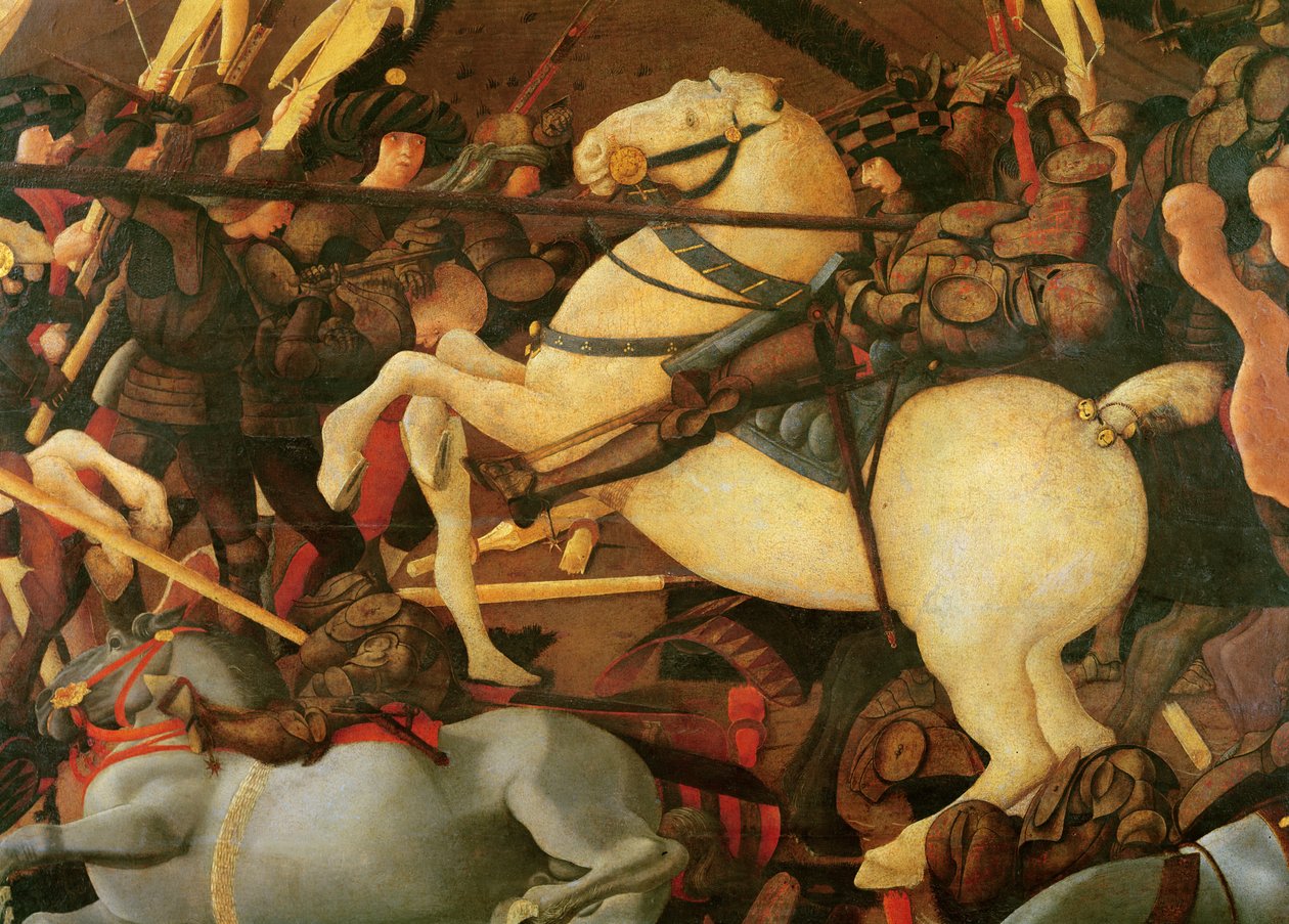 サンロマーノの戦い、ベルナルディーノデッラチアルダの詳細、1456年頃の馬のテンペラ 作： パオロ・ウチェッロ