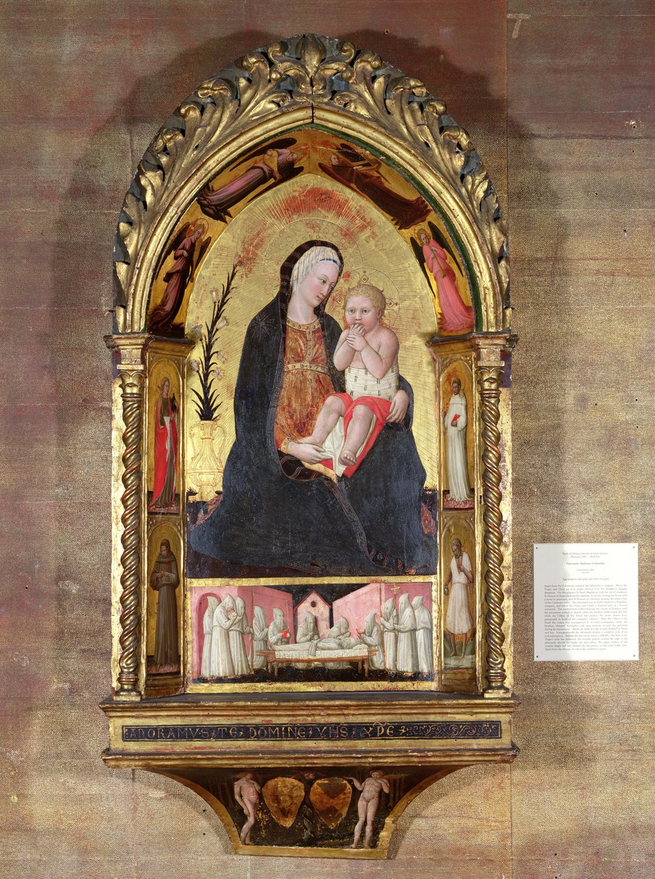 天使と聖人との謙遜の聖母、c.1440（パネルに金が入ったテンペラ） 作： パオロ・ディ・ステファノ・バダロニ・シャボ