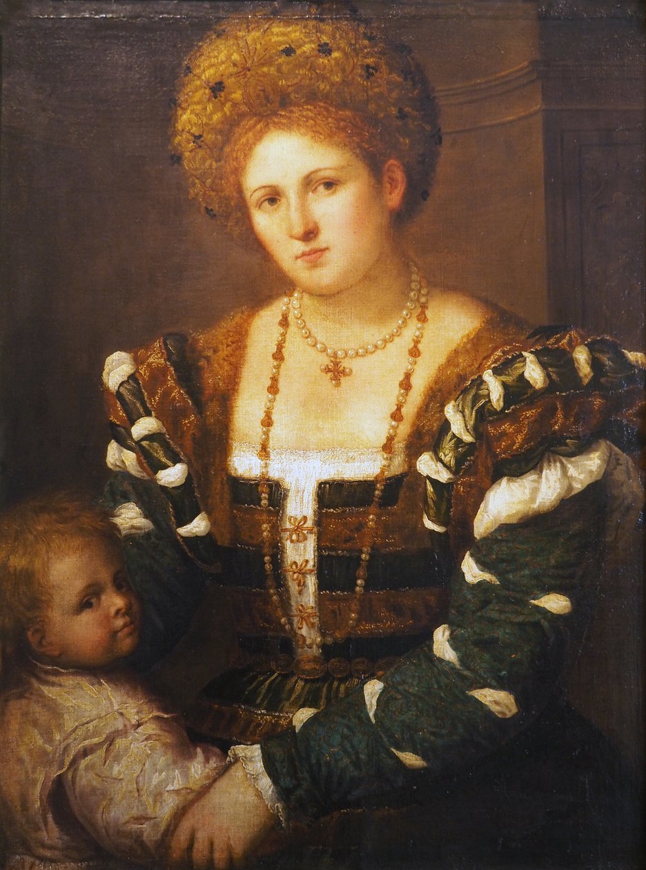 彼女の息子を持つ女性の肖像画 作： パリ・ボルドーネ