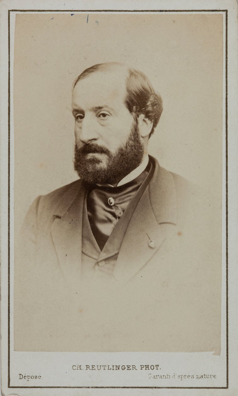 エミール・オージェの肖像 1820-1889。 作： パリ。写真スタジオロイトリンガー
