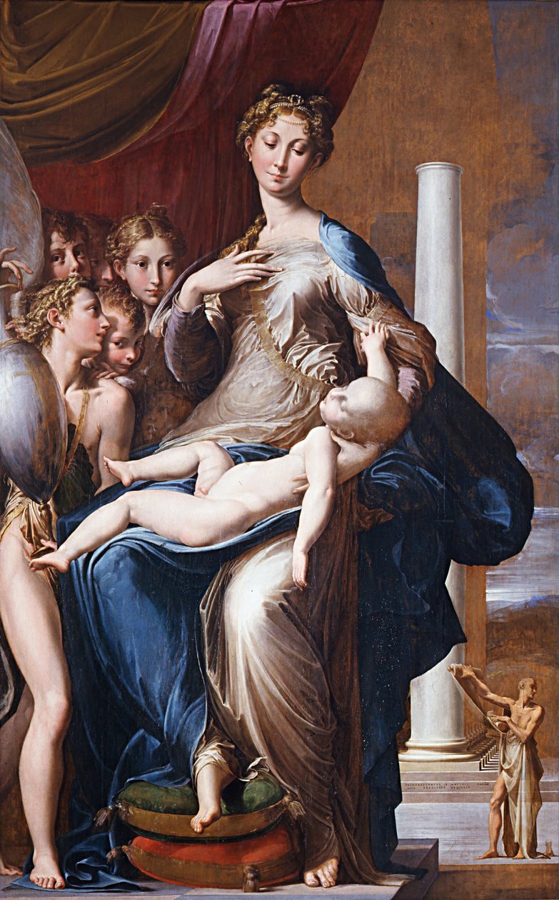 マドンナと天使の子長い首のマドンナ、1534年から1540年の間 作： パルミギアニーノ