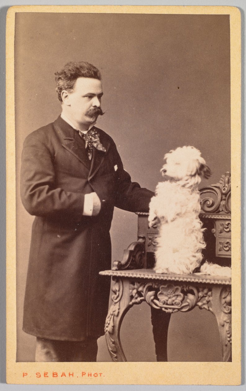 男と彼の犬の肖像、c。 1880年。 作： パスカルセバ