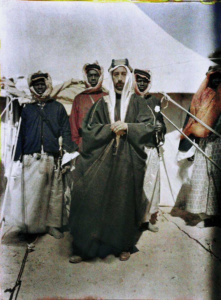 中東、1917年のイラクのファイサルI（オートクローム） 作： ポール・カステルナウ