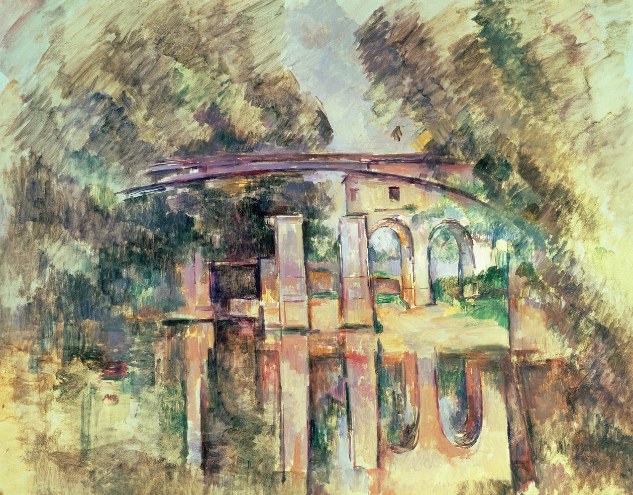 水道橋と水門、c.1888-90 作： ポール・セザンヌ