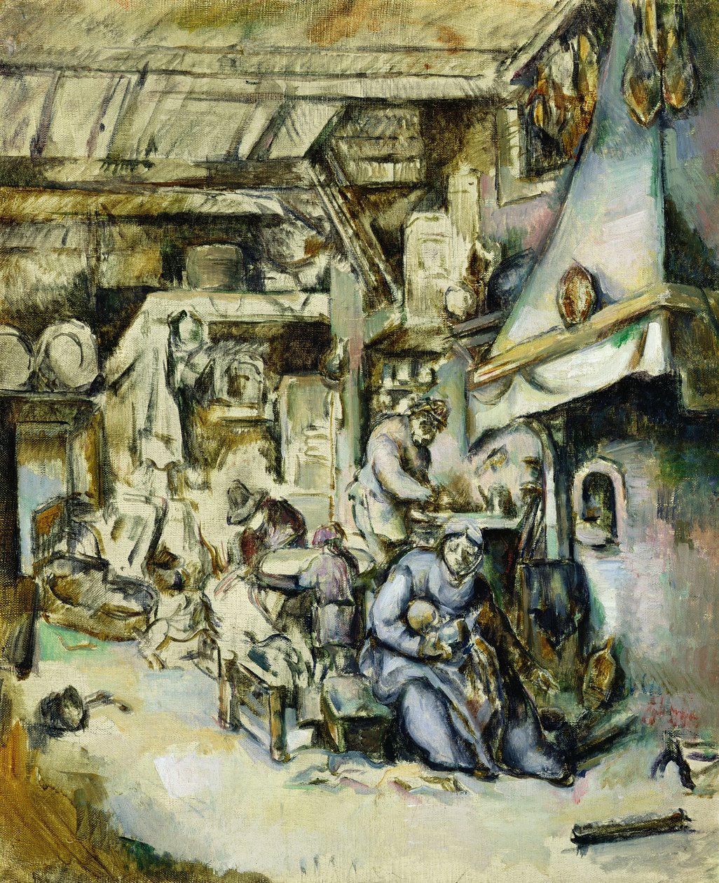 エイドリアンファンオスタード（1610-1685）によるエッチングの後に描かれた、インテリアの農民家族 作： ポール・セザンヌ