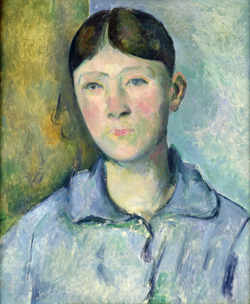 セザンヌ夫人の肖像、1885-90 作： ポール・セザンヌ