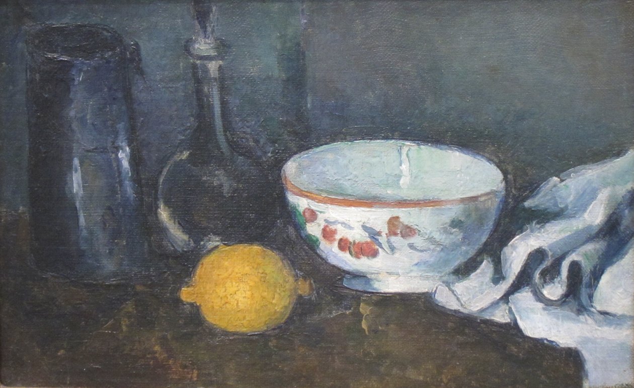 レモンとティーカップ」 油彩風 静物画 額装 インテリア 絵画 #226-1 