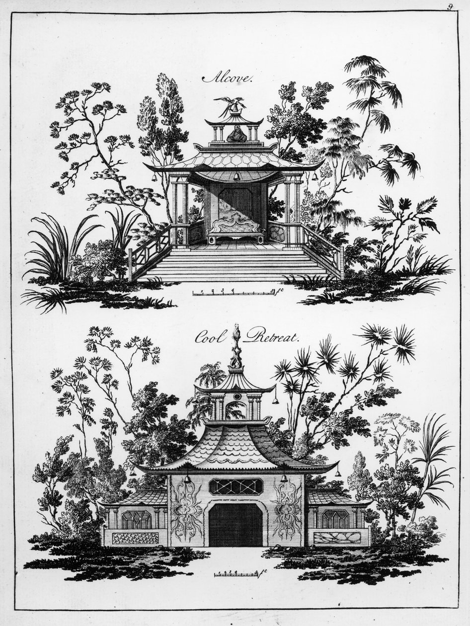 「中国建築、土木、装飾」のアルコーブとクールな隠れ家、1759年発行 作： ポール・デッカー