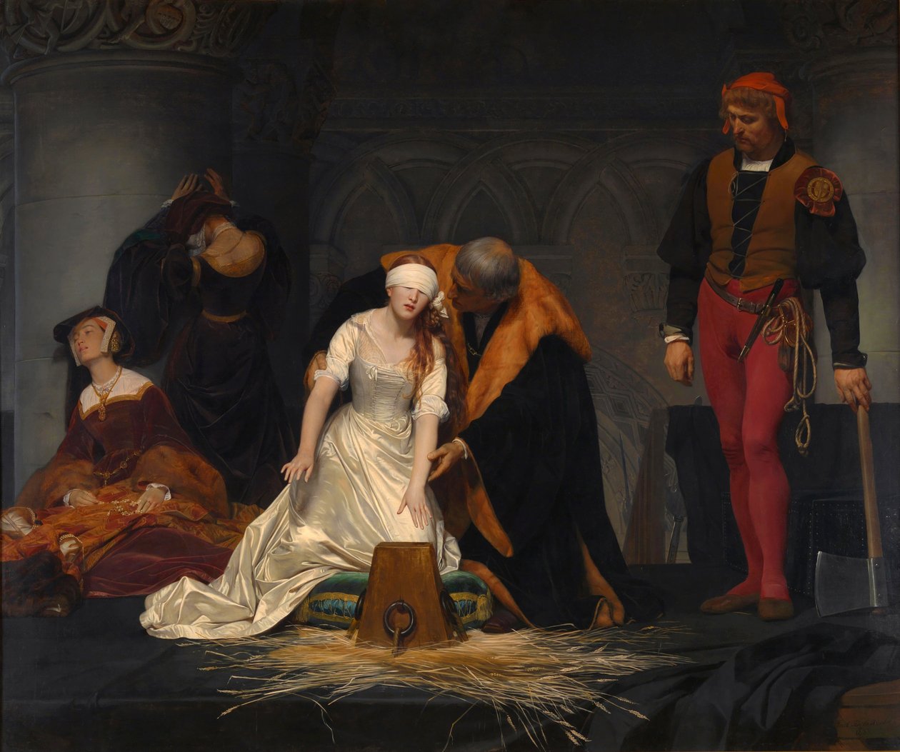 1554年のロンドン塔でのジェーングレイの処刑 作： ポール・ドラローシュ
