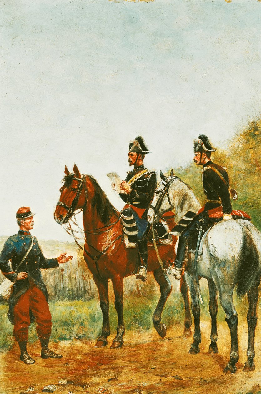 1885年に軍人をチェックする検査ツアーの警察官 作： ポール・エミール・レオン・ペルボイヤー