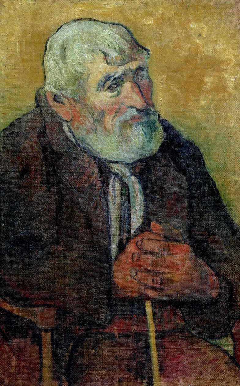 棒を持つ老人の肖像、1889-90 作： ポール・ゴーギャン