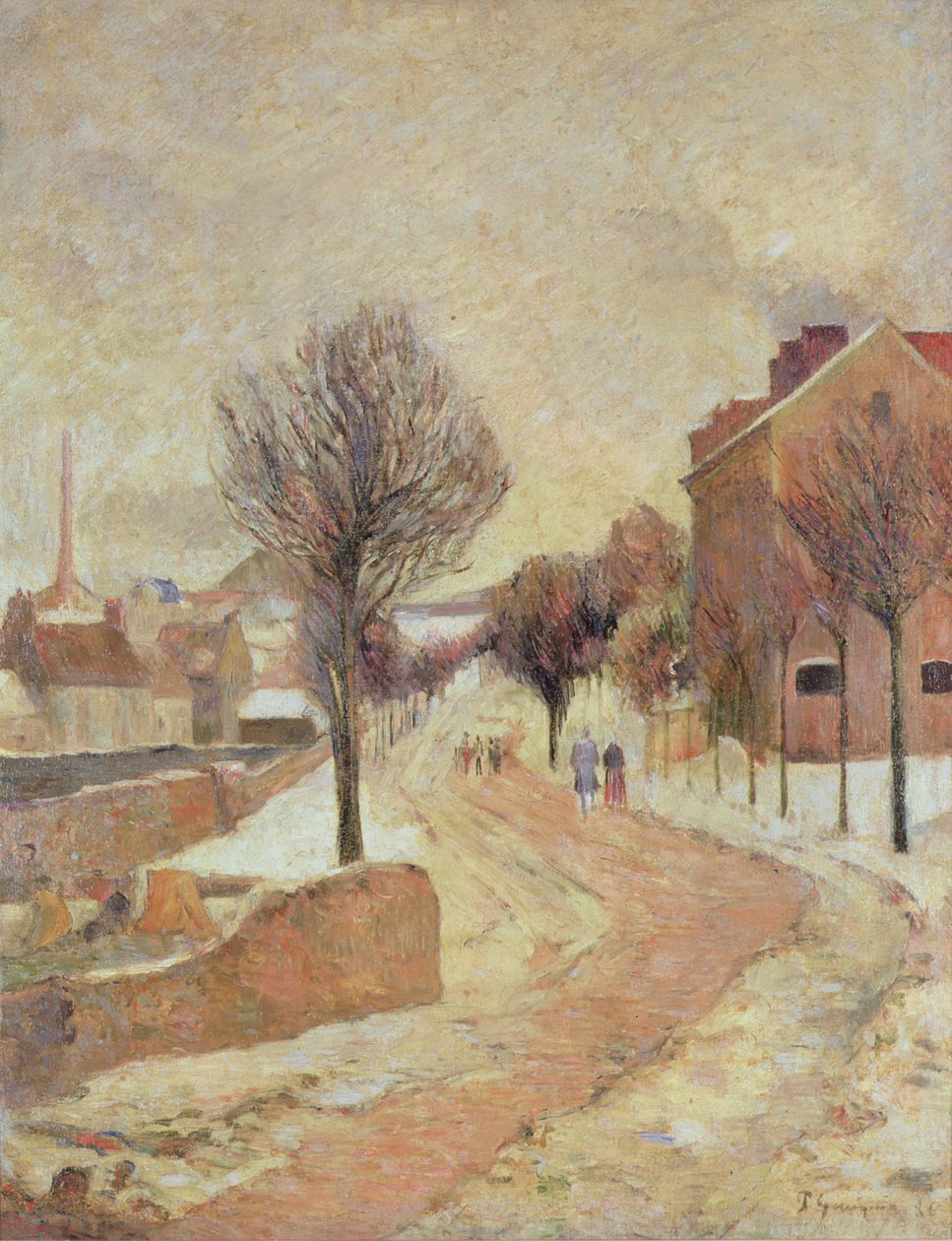 雪の下の郊外（冬の日）、1886 作： ポール・ゴーギャン