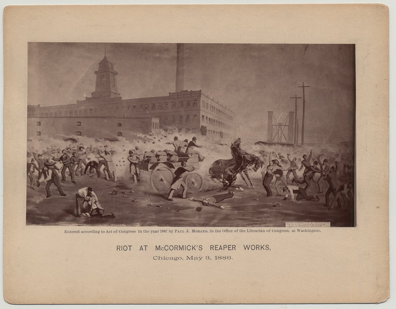 McCormicks reaper Worksの暴動、シカゴ、1886年5月3日 作： モランドの後のポール・J